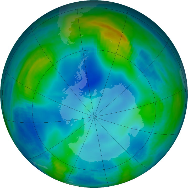 Antarctic ozone map for 31 May 2000
